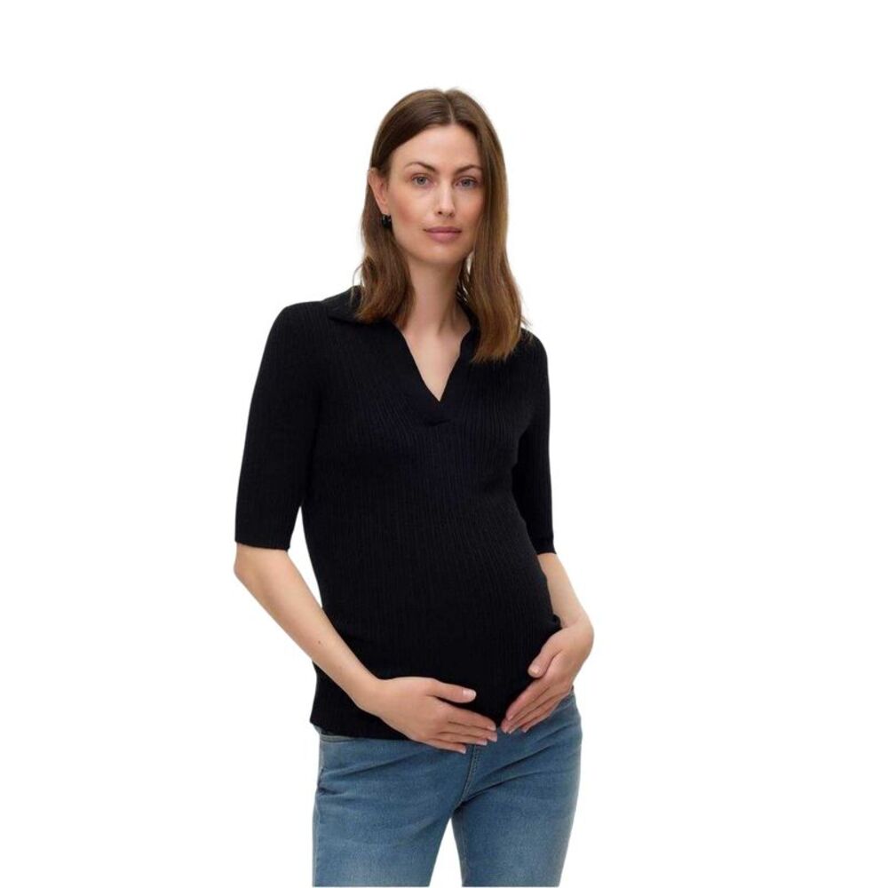 Mamalicious Womens/Ladies V Neck Maternity 3/4 Sleeve Sweatshirt / Black